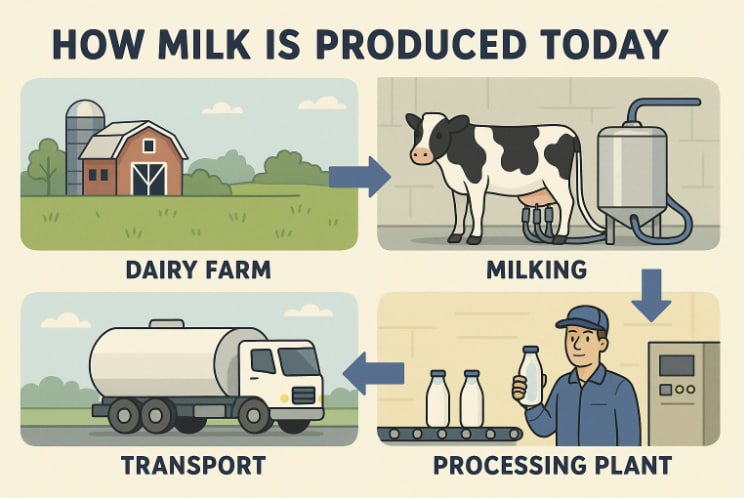 How Milk Is Produced Today: From Farm to Fridge
