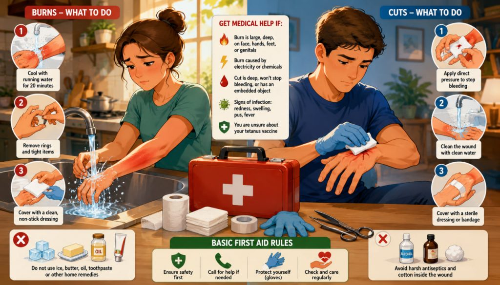 First Aid for Household Burns and Cuts: What to Do and What to Avoid