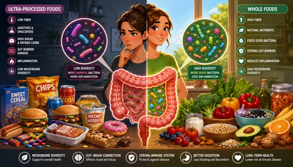 How Ultra-Processed Foods Affect the Gut Microbiome
